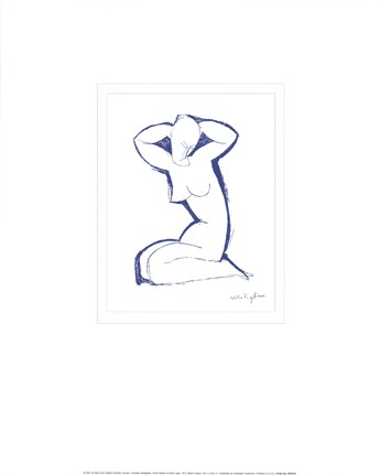 Framed Nude Seated on Both Legs Print
