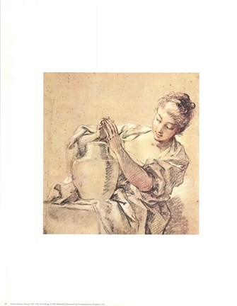 Framed Girl with Jug Print