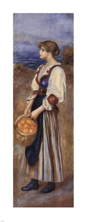 Framed Girl with a Basket of Oranges Print