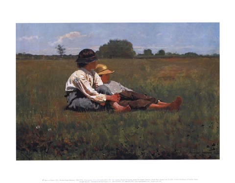 Framed Boys in a Pasture, 1874 Print