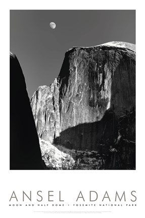 Framed Moon And Half Dome Print