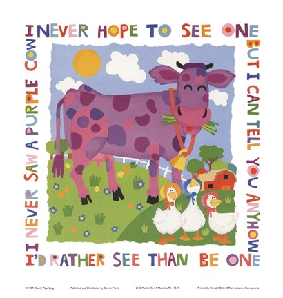 Framed Purple Cow Print