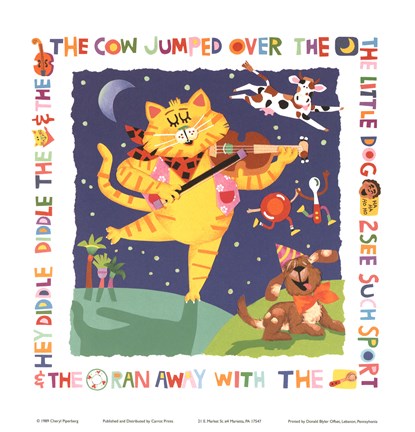 Framed Cat &amp; Fiddle Print