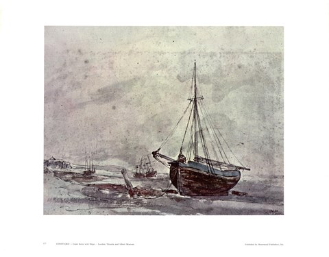 Framed Coast Scene With Ships Print