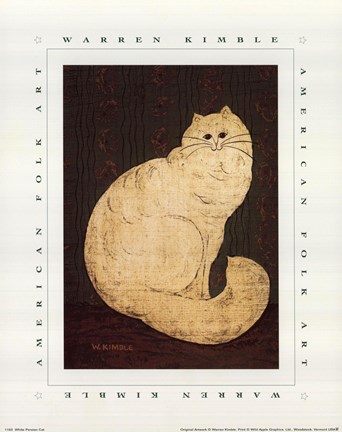 Framed White Persian Cat Print