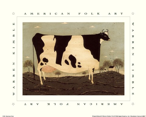 Framed American Cow Print
