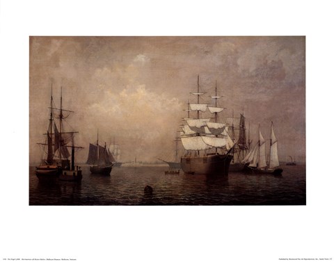 Framed Merchantmen Off Boston Harbor Print