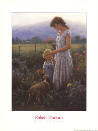 Framed Flowers in the Evening Print