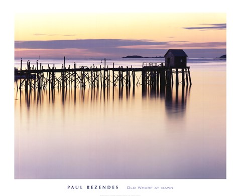 Framed Old Wharf at Dawn Print