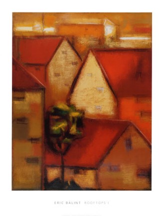 Framed Rooftops I Print