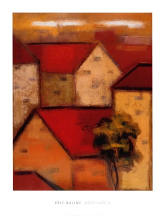 Framed Rooftops II Print