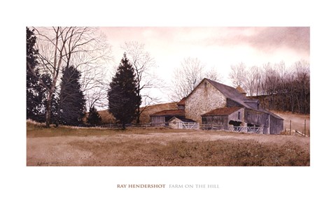 Framed Farm on the Hill Print
