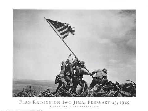Framed Flag Raising on Iwo Jima, February 23, 1945 Print