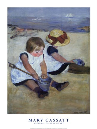 Framed Children Playing on the Beach Print