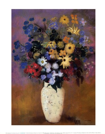 Framed Vase of Flowers, 1914 Print