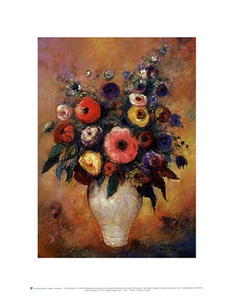 Framed Vase of Flowers, 1912 Print
