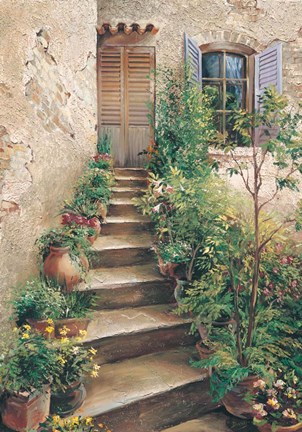 Framed Stairway in Provence Print