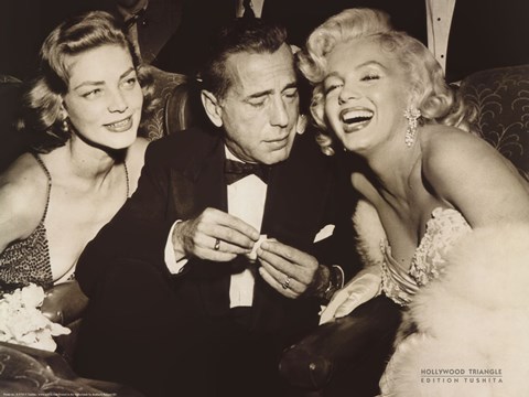 Framed Hollywood Triangle (Bacall, Bogart, Monroe) Print