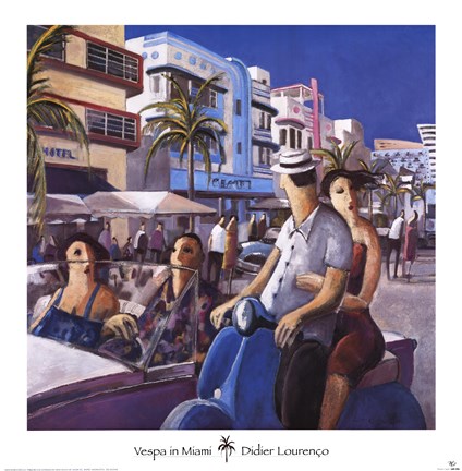 Framed Vespa in Miami Print