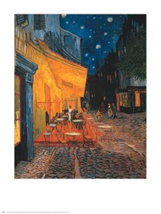 Framed Cafe Terrace on the Place du Forum, Arles, at Night, c.1888 Print