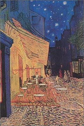 Framed Cafe Terrace on the Place du Forum, Arles, at Night, c.1888 Print