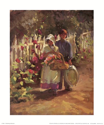 Framed Gathering Hollyhocks Print