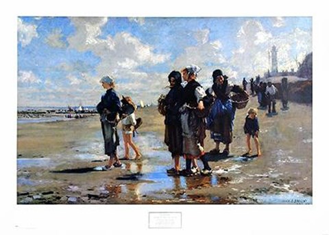 Framed Oyster Gatherers At Cancale Print
