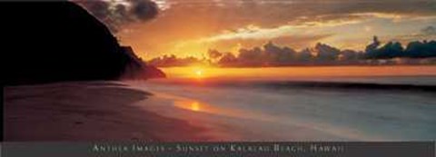 Framed Sunset On Kalalau Beach, Hawaii Print