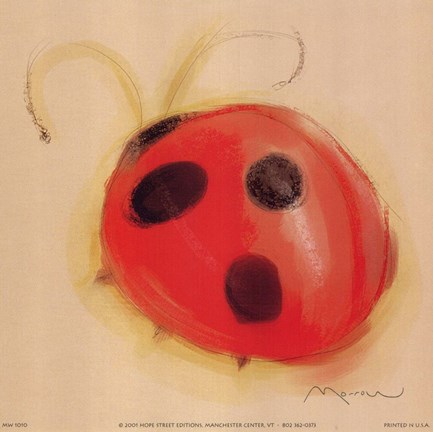 Framed Ladybug On Taupe Print
