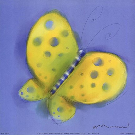 Framed Butterfly On Light Blue Print