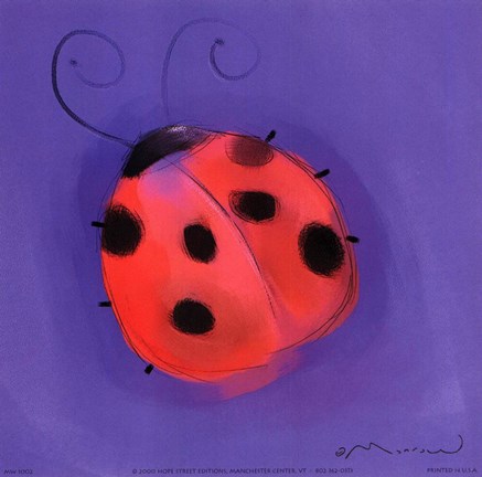 Framed Ladybug On Blue Print