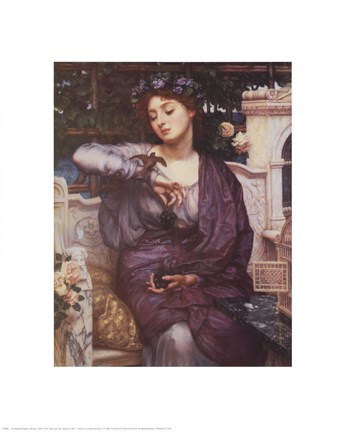 Framed Libra and Her Sparrow 1907 Print