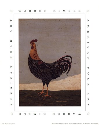 Framed Rooster Facing West Print