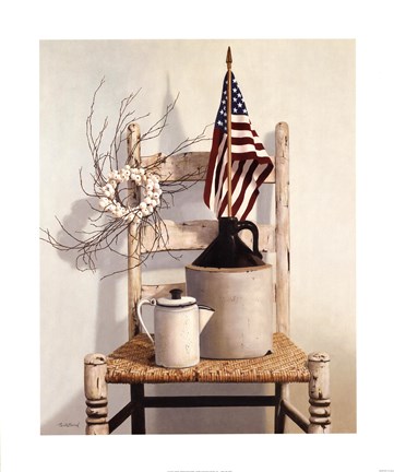 Framed Chair With Jug And Flag Print