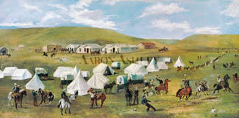 Framed Cowboy Camp During The Roundup Print