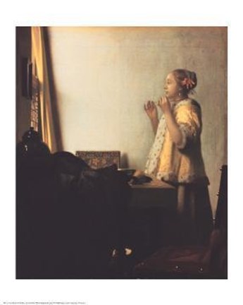Framed Woman With A Pearl Necklace Print