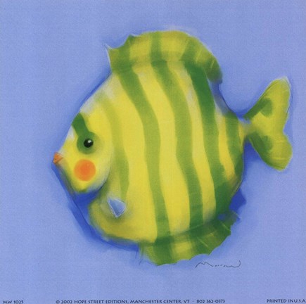 Framed Green Striped Fish Print
