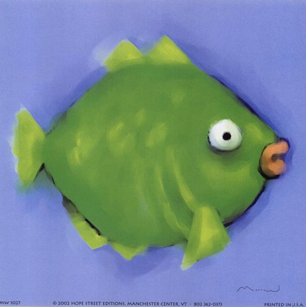 Framed Green Pucker Fish Print