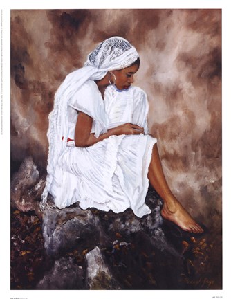 Framed Lady In White Print