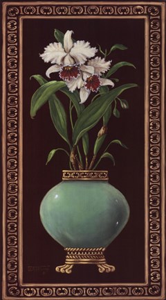 Framed Ginger Jar With Orchids II Print