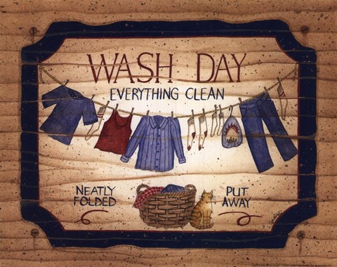 Framed Wash Day - clothes line Print