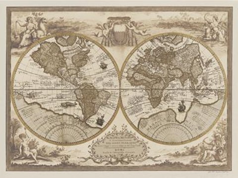 Framed Mappa Del Globo Terraqueo Print