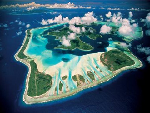Framed Aerial View, Bora Bora, French Polynesia Print