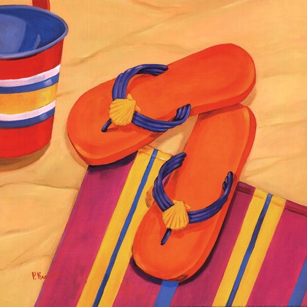 Framed Orange Flip Flops Print