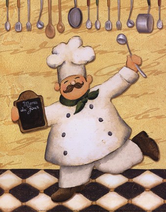 Framed Le Chef Et Le Menu Print