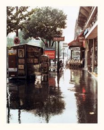 Framed Sidewalk In Rain Print