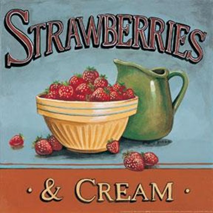 Framed Strawberries Cream Print