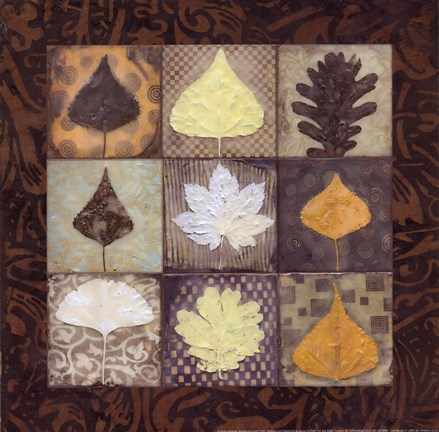 Framed Leaf Mosaic II Print