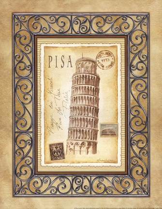Framed Pisa Postcard Print