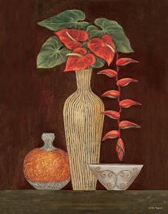Framed Red Anthuriums Print